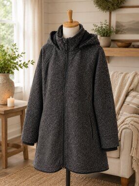 Calvin Klein Large Performance Womens Heather Knit Fleece Zip Mid Coat GUC